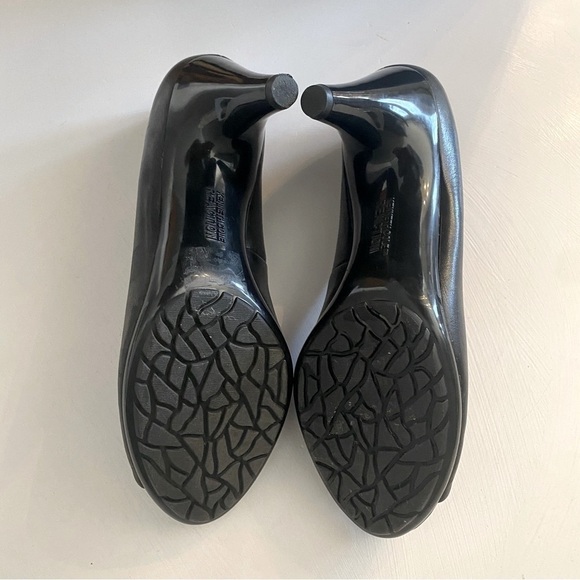 Kenneth Cole Black Studded Leather Peep-Toe Pumps - Picture 9 of 12